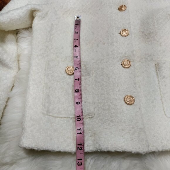 Luxelim Ivory Classic Boucle Wool Tweed Gold Tone Buttons Cropped Jacket Size XS - Picture 13 of 14
